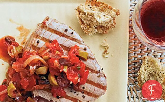 Grilled Tuna with Mediterranean Sauce