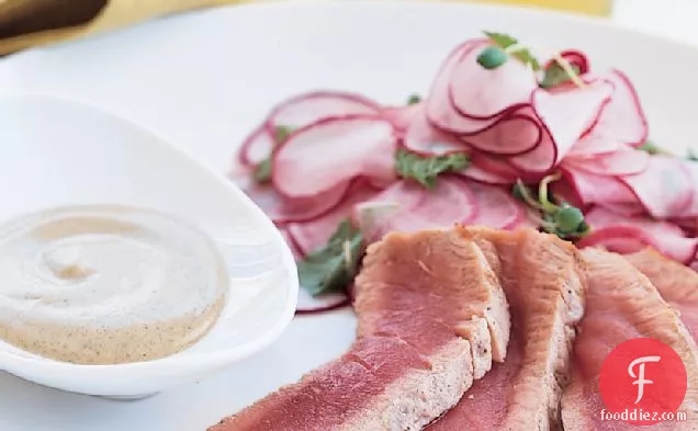 Seared Tuna with Radish Salad and Wasabi Dressing