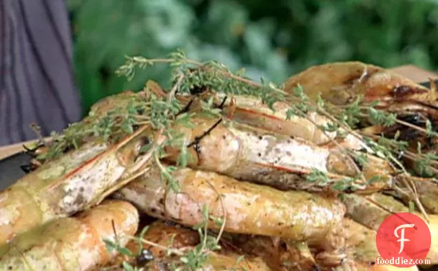 Grilled Prawns with Habanero-Toasted Garlic Vinaigrette