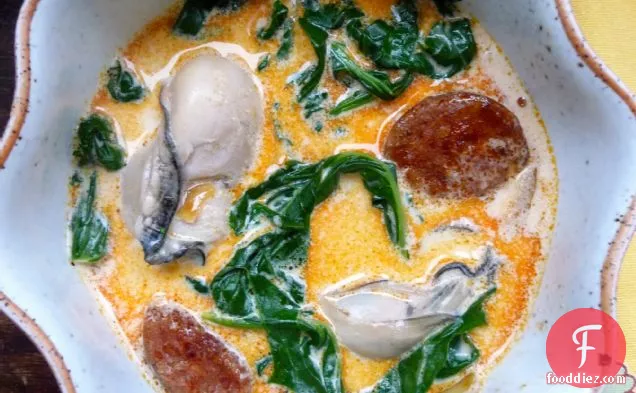 Oyster Stew With Chorizo And Spinach