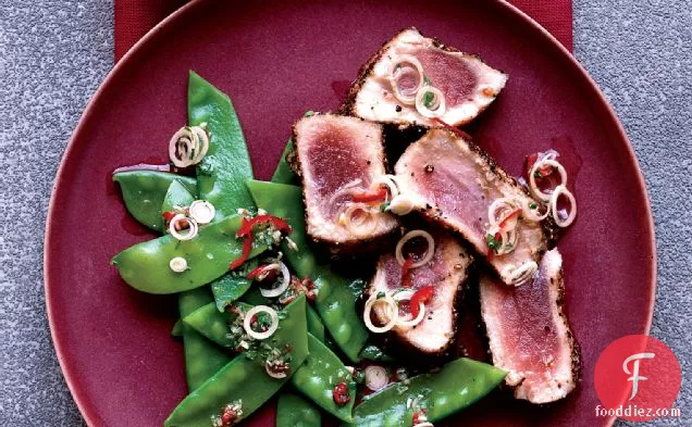 Spice-Crusted Tuna with Thai Snow Pea Salad