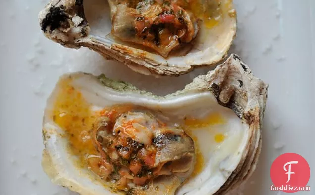 Grilled (or Broiled) Oysters With A Sriracha Lime Butter