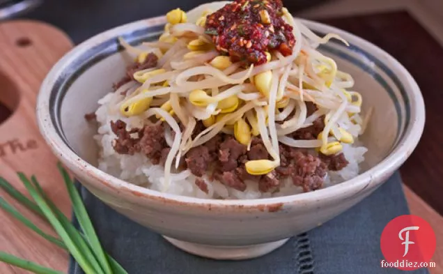 Bean Sprout Beef Rice Bowl