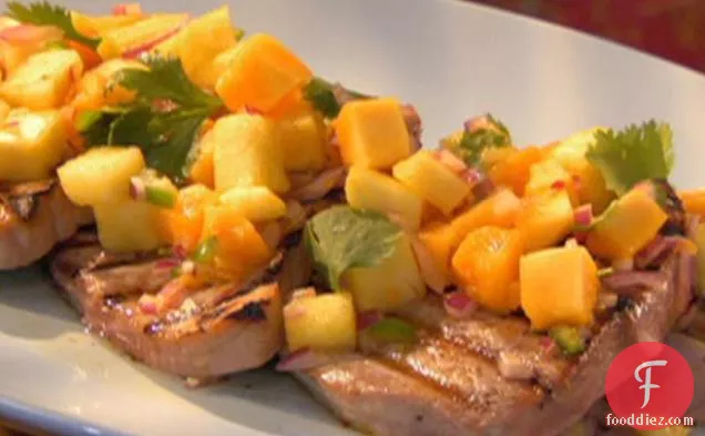 Grilled Tuna with Hot Pineapple-Papaya Salsa