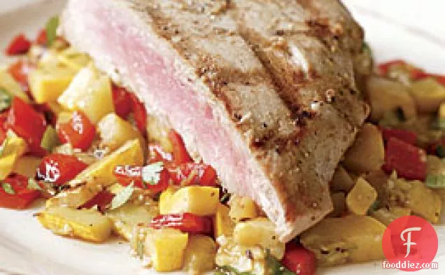 Southwestern Tuna With A Grilled Summer Salad