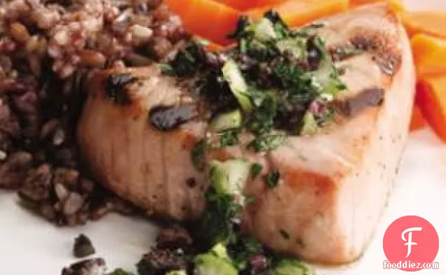 Grilled Tuna with Olive Relish