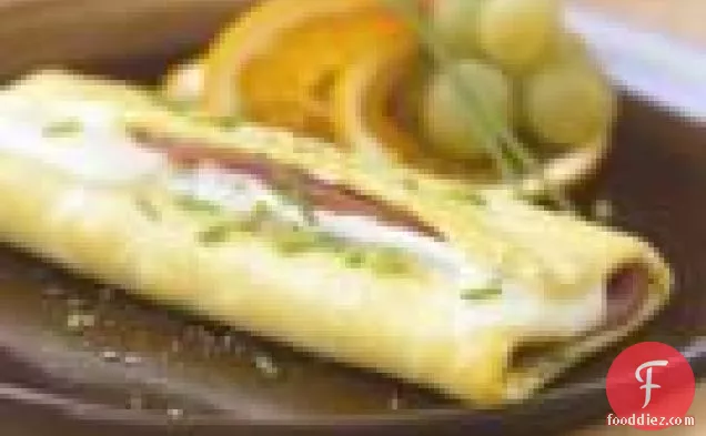 Rolled Ham And Brie Omelette