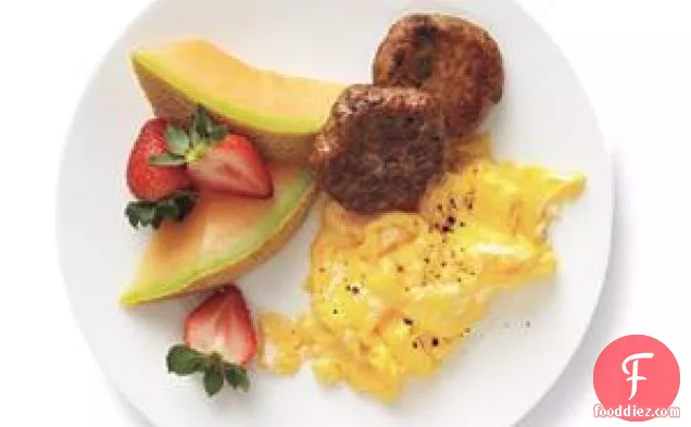 Eggs With Turkey Breakfast Sausage And Fruit
