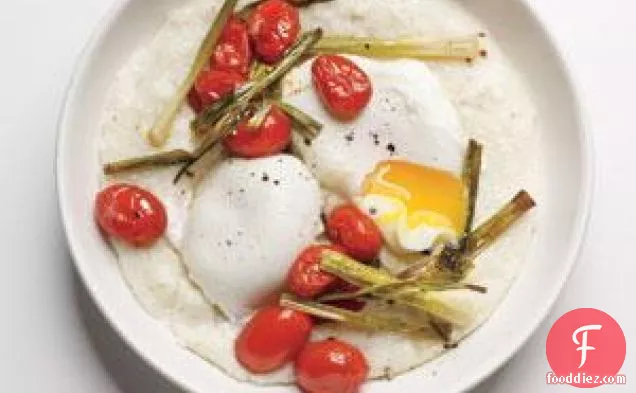Poached Eggs With Grits And Tomatoes Recipe