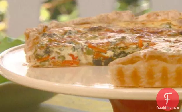 Mixed Vegetable Quiche with Cheddar and Parmesan
