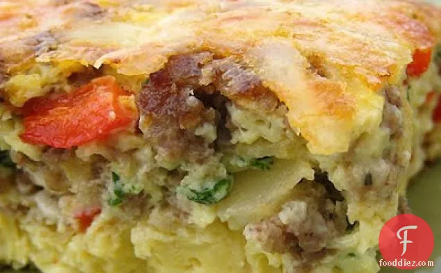 Baked Swiss And Sausage Omelet