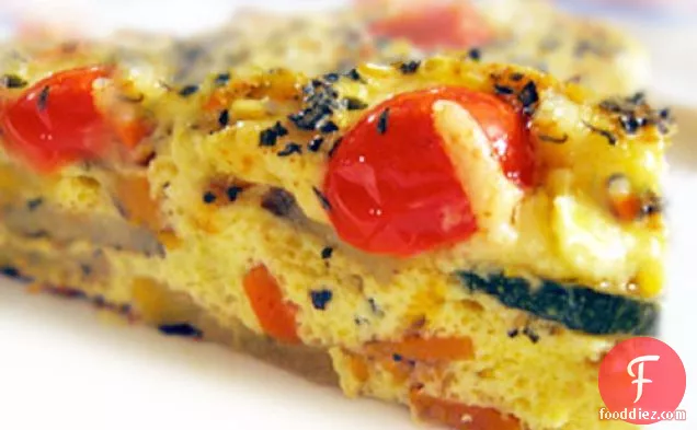 Roasted Vegetable Cheddar Quiche