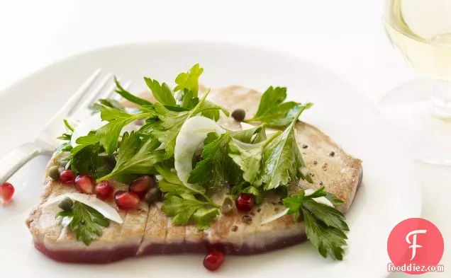 Tuna Scallopine with Parsley and Pomegranate Seeds