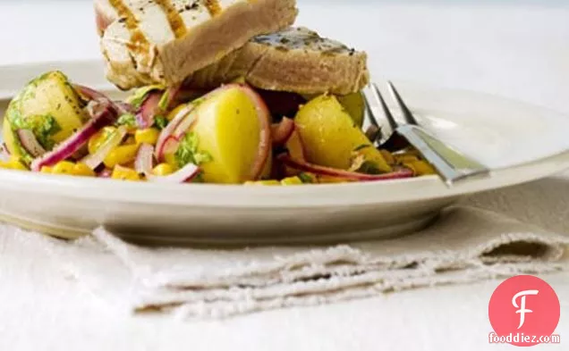 Grilled Tuna With Warm Potato & Sweetcorn Salad