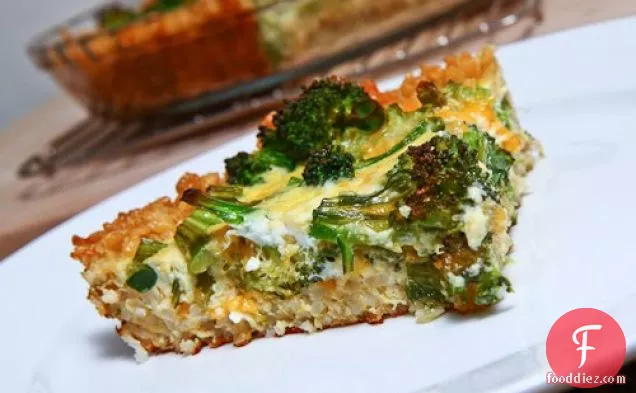 Broccoli and Cheddar Quiche with a Brown Rice Crust