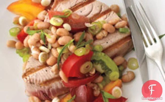 Tomato And Bean Salad With Grilled Tuna