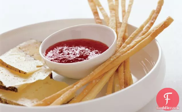 Red-Pepper Jelly with Grissini and Montasio Cheese