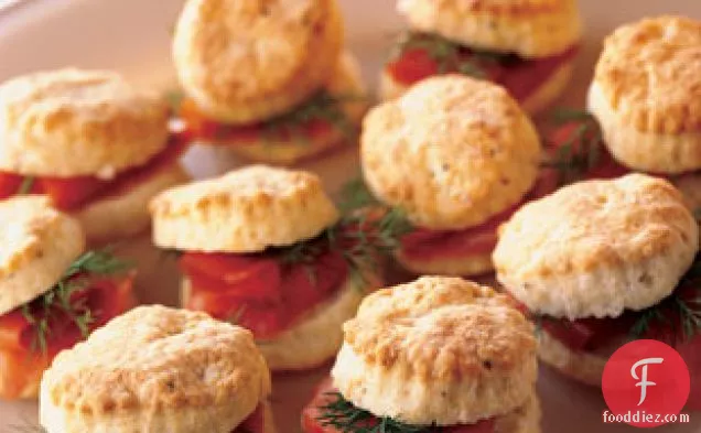 Goat Cheese And Black Pepper Biscuits With Smoked Salmon And Dill