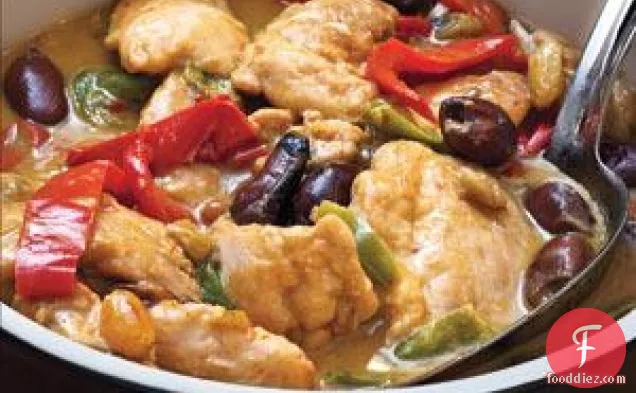 Chicken And Pepper Stew With Olives Recipe
