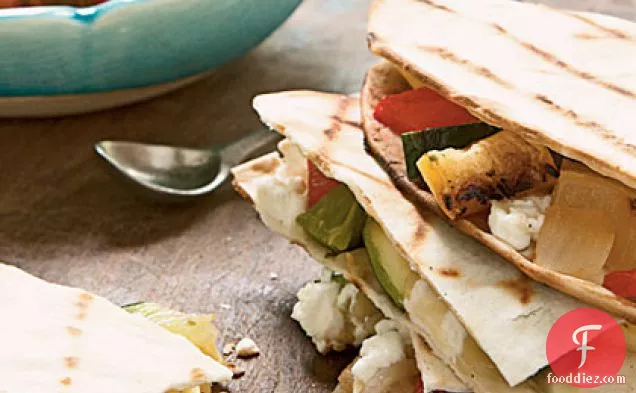Grilled Pepper-and-Squash Quesadillas