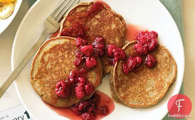 Five-Grain Buttermilk Pancakes with Raspberry Honey