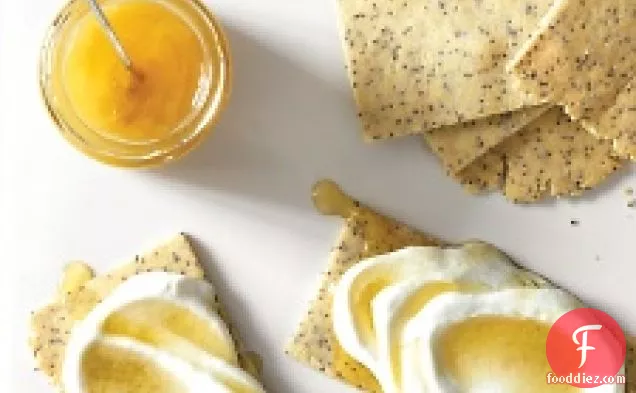 Almond-poppy Crackers With Cottage Cheese And Honey