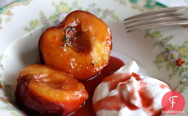 Honey Roasted Plums With Thyme And Greek Yogurt