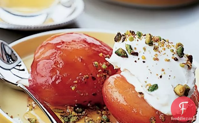 Honey-Roasted Plums with Mascarpone and Pistachios