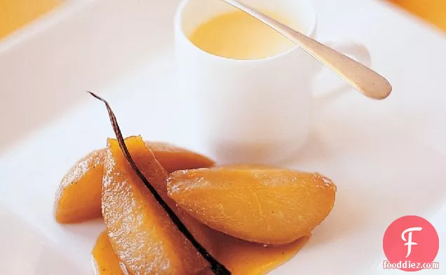 Honey-Caramelized Pears with Orange-Vanilla Flan