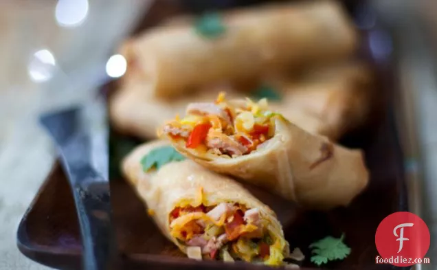 Crispy Ham Spring Rolls With A Soy Ginger Dipping Sauce