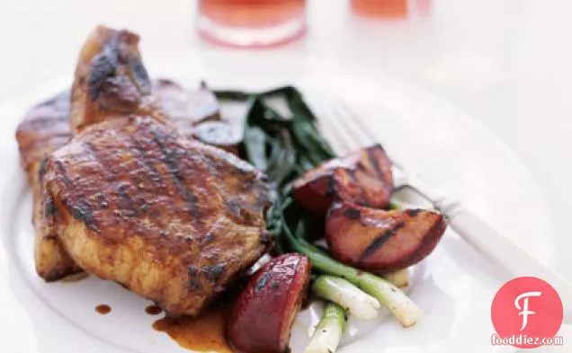 Five-Spice Pork Chops with Grilled Plums