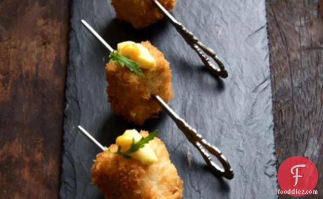 Pork Belly Croquettes With Roasted Corn Cream