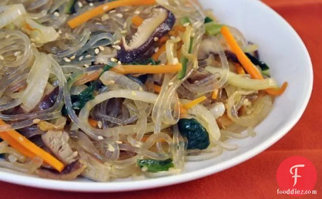 Vegetarian Chap Chae (korean Noodles With Vegetables)