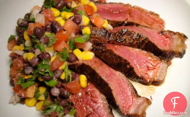 Cook the Book: Strip Steak with Black Beans, Corn, and Cilantro