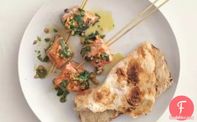 Salmon Kebabs With Cilantro Sauce Recipe