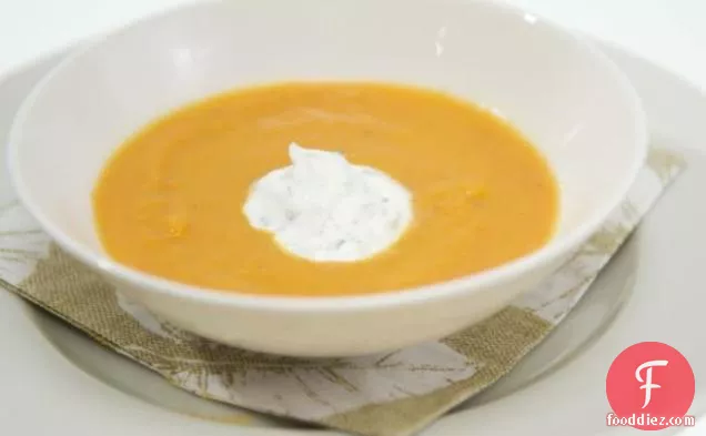 Spiced Carrot Soup with Cilantro Crema