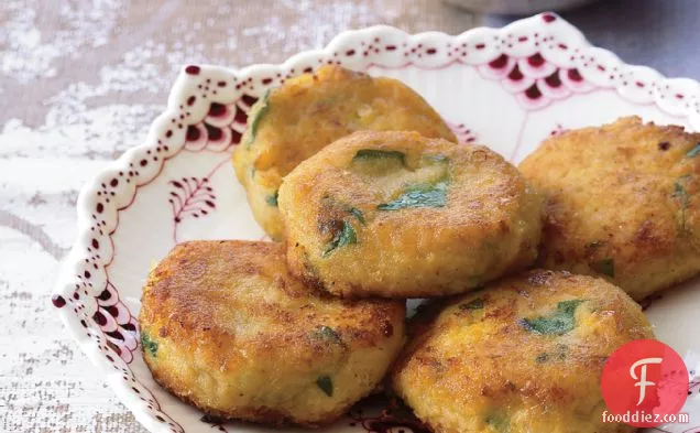 Cilantro-Flecked Corn Fritters with Chile-Mint Sauce