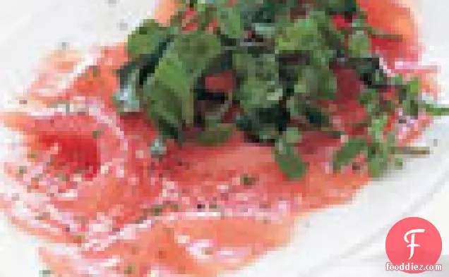 Tuna Carpaccio with Watercress Salad and Balsamic Dressing