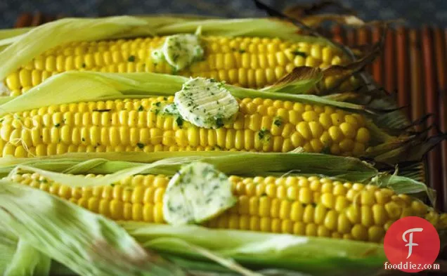 Grilled Corn With Lime Cilantro Wasabi Butter