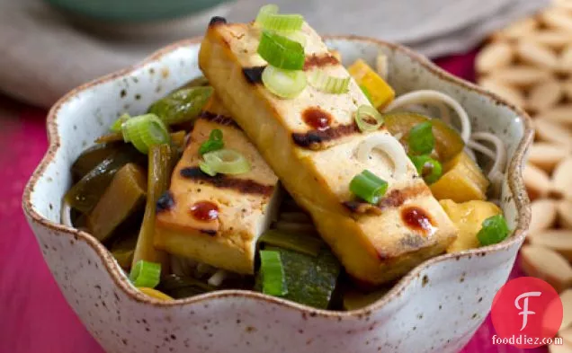 Grilled Tofu With Summer Squash And Noodles
