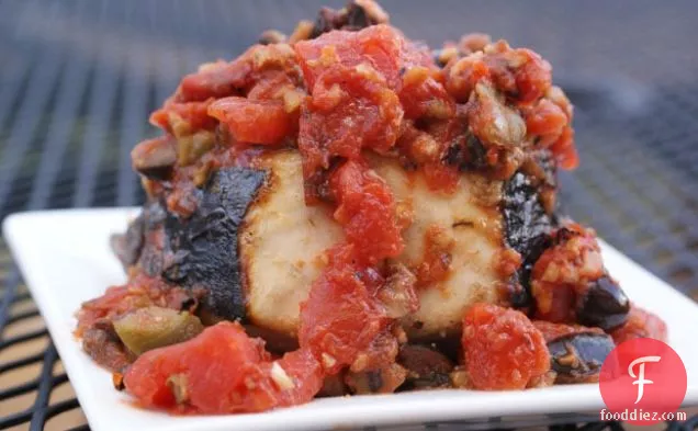Grilled Wahoo with Tomatoes and Olives