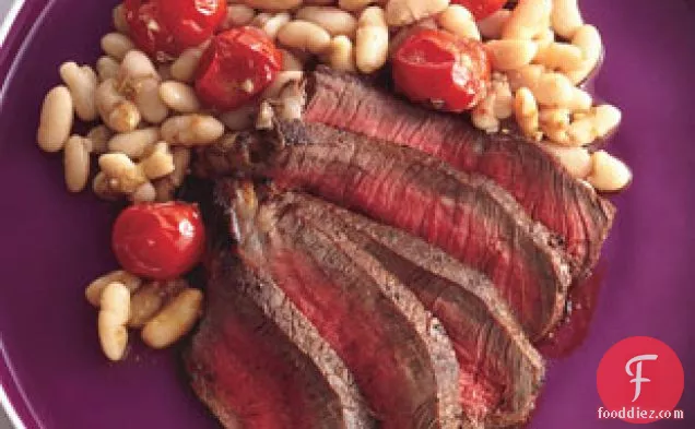 Spice-rubbed Steak With White Beans And Cherry Tomatoes