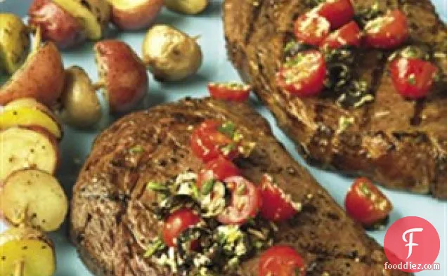 Ribeye Steaks With Fresh Tomato Tapenade