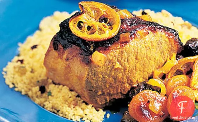 Moroccan Pork Loin with Dried Fruit and Lemons