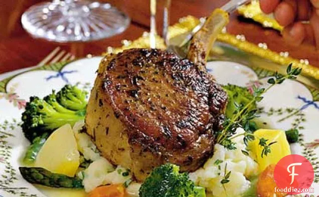 Grilled Pork Chops With Garlic Mashed Potatoes