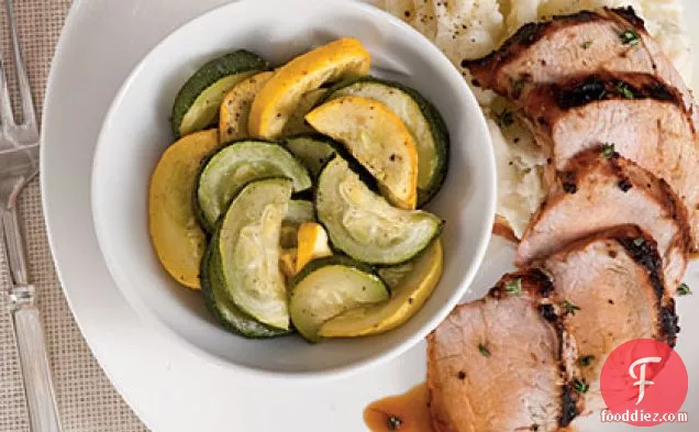 Grilled Pork Tenderloin with Squash Medley