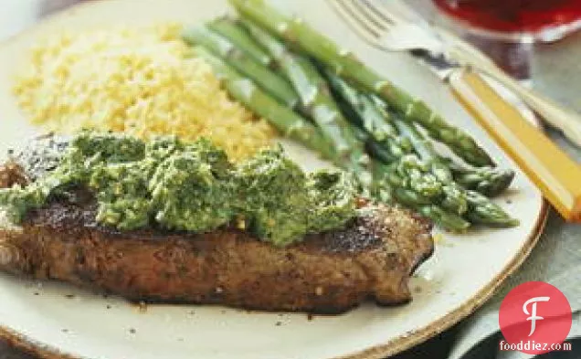 Chimichurri Steak, Chicken Or Pork Chops With Asparagus And Tomato