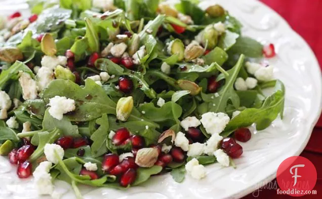 Arugula With Pomegranates, Blue Cheese And Pistachios