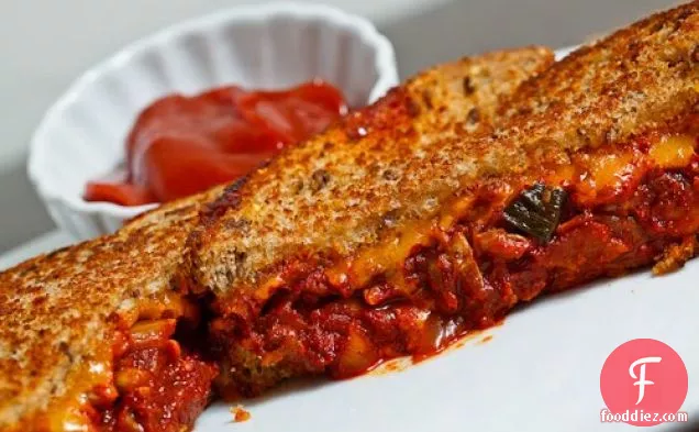 Kimchi Grilled Cheese Sandwich With Gochujang Ketchup For Dipping