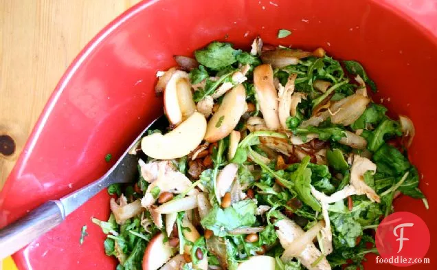 Chicken Salad With Apple, Arugula, Pine Nuts And Onion